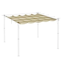 Outsunny Vervangend dak voor 3 x 3 m Pergola, intrekbaar, met regenafvoergaten, weerbestendig, Polyester, Beige(m-8)
