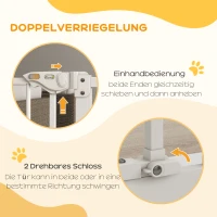 PawHut Türschutzgitter für Hunde, Absperrgitter, Schutzgitter für Haustiere, Metall, Kunststoff, 74-80 cm, Weiß(m-4)