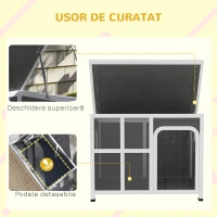 PawHut Căsuță pentru Câini cu Ferestre Laterale, Bază Detașabilă și Acoperiș Rabatabil, 90x62x71 cm, Gri Deschis(m-4)