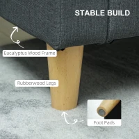 HOMCOM Canapea Modernă cu 2 Locuri, Brațe, 2 Perne Detașabile și Spațiu pentru Depozitare, 135x72x84 cm, Gri(m-7)
