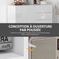 HOMCOM Commode Buffet Meuble de Rangement 2 tiroirs 2 Portes avec étagère 79 x 36 x 74 cm Blanc brillant(m-6)