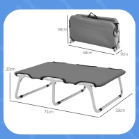 PawHut Pătuț Pliant pentru Câini de Talie Mică pentru Interior și Exterior din Metal și Material, 71x58x20 cm, Gri(m-3)
