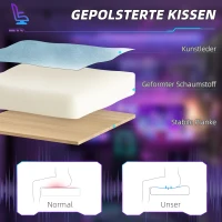 HOMCOM Gamingstoel, Verstelbare Armleuningen & Rugleuning, Kunstleren Bekleding, Tot 120 kg, Blauw(m-4)