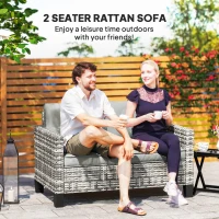 Outsunny Two-Seater Rattan Outdoor Sofa - Light Grey(m-4)