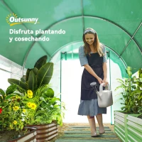 Outsunny Invernadero de Túnel 4,5x2x2 m con Cubierta PE 140 g/m² Paredes Laterales Enrollables 8 Ventanas y 2 Puertas Verde(m-9)