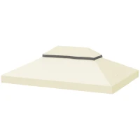 Outsunny Copertura per Gazebo da Giardino 3x4 m a 2 Livelli in Tessuto Oxford 600D con Fori di Drenaggio, Bianco Crema(m-10)