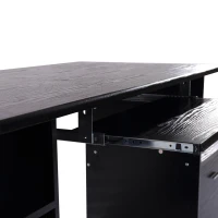 HOMCOM Masa de Birou pentru Calculator, Moderna, Masa de Birou PC cu Etajera Culisanta pentru Tastatura, 152 x 60 x 88 cm, Neagra(m-11)