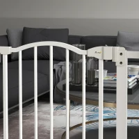 PawHut Cancelletto per Cani Estensibile con 2 Blocchi e Chiusura Automatica, in Metallo e Plastica, 74-87x78 cm, Bianco(m-8)