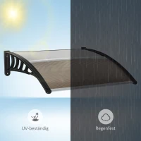 Outsunny Deurluifel, Bescherming tegen Regen, Wind en Hagel, Polycarbonaat, Aluminium, 103 x 96,5 x 27 cm, Bruin(m-7)