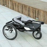 PawHut 3-Wheel Dog Stroller with Easy Fold, Storage Bag, Soft Cushion, Safety Leash, Grey(m-8)