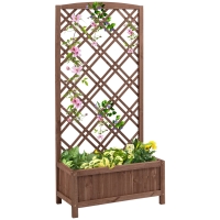 Outsunny Raised Garden Bed Planter Box with Trellis Wooden Trellis Planter Yellow 60 x 30 x 122.5 cm