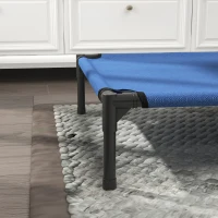 PawHut Cuccia Lettino per Cani Rialzato Pieghevole per Interno ed Esterno in Metallo e Tessuto Oxford, 76x61x18 cm, Blu(m-8)