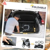 PawHut 3-Wheel Dog Stroller with Easy Fold, Storage Bag, Soft Cushion, Safety Leash, Grey(m-7)