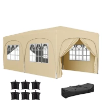 Outsunny Pop Up Folding Gazebo 3 x 6m, UPF50+ Adjustable Height, with Carry Bag and Sandbags, Sand(m-10)