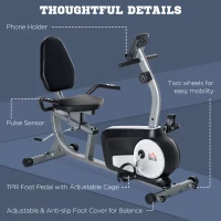 HOMCOM Semi-Reclined Magnetic Exercise Bike with LCD Multifunction Screen Adjustable Seat 8 Resistance Levels(m-7)