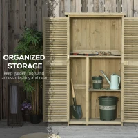 Outsunny 87 x 47 x 160cm Wooden Garden Storage Shed, Sheds & Outdoor Storage with Asphalt Roof & 2 Large Wood Doors with Lock, Sand Brown(m-6)