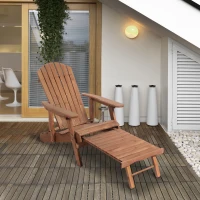 Outsunny Sedia a Sdraio Adirondack da Giardino Pieghevole Regolabile con Poggiapiedi 175x70x89cm(m-2)