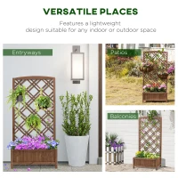 Outsunny Raised Garden Bed Planter Box with Trellis Wooden Trellis Planter Yellow 60 x 30 x 122.5 cm(m-4)