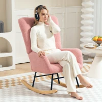 HOMCOM Schommelstoel, Knusse Bekleding, Dikke Vulling, Antislip, Roze(m-6)