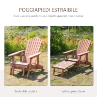 Outsunny Sedia a Sdraio Adirondack da Giardino Pieghevole Regolabile con Poggiapiedi 175x70x89cm(m-4)