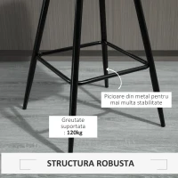 HOMCOM Set 2 Scaune Înalte în Stil Nordic cu Spătar și Suport pentru Picioare, 45x47x88 cm, Gri(m-7)