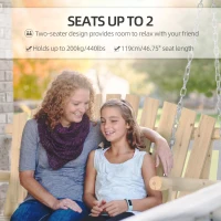 Outsunny 2-Person Wooden Suspended Garden Bench Swing Bench 200kg Load Capacity Outdoor Wooden Swing Slat Seat and Backrest Included Chains Natural(m-4)