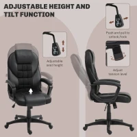 HOMCOM Office Chair, Desk Chair, with Rocking Function and 360° Swivel Seat, 65L x 69W x 110-120H cm, Black(m-4)
