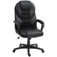 HOMCOM Office Chair, Desk Chair, with Rocking Function and 360° Swivel Seat, 65L x 69W x 110-120H cm, Black(m-11)