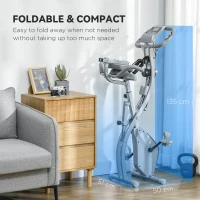 HOMCOM Folding Exercise Bike 8 Levels of Magnetic Resistance Adjustable Seat Backrest Ergonomic Handles Black Gray(m-8)