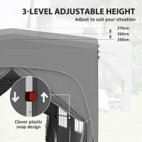 Outsunny Pop-Up Folding Gazebo 3 x 6m, UPF50+ Adjustable Height, with Carrying Bag and Sandbags, Light Gray(m-5)