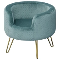 PawHut Cuccia di Design per Gatti o Cani fino 4kg in Metallo Oro e Velluto Verde Petrolio, 41.5x41.5x36.5cm(m-10)
