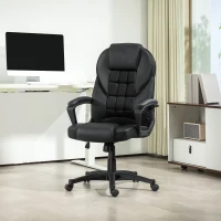 HOMCOM Office Chair, Desk Chair, with Rocking Function and 360° Swivel Seat, 65L x 69W x 110-120H cm, Black(m-2)