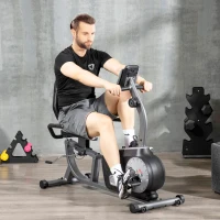 HOMCOM Semi-Reclined Magnetic Exercise Bike with LCD Multifunction Screen Adjustable Seat 8 Resistance Levels(m-11)