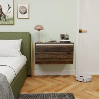 HOMCOM Comodino Sospeso con Cassetto Senza Maniglie e con Fissaggio a Parete, 80x30x45cm, Noce(m-9)