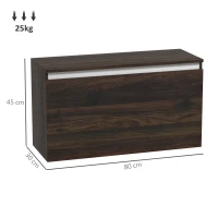 HOMCOM Comodino Sospeso con Cassetto Senza Maniglie e con Fissaggio a Parete, 80x30x45cm, Noce(m-3)