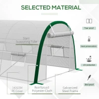 Outsunny Garden Tunnel Greenhouse 18m² 6L x 3W x 2H m - 8 Windows, Zippered Roll-Up Door, Galvanized Steel, PE Cover, White(m-5)