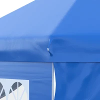 Outsunny Pavilion 3x3m Folding Pavilion 4 Side Walls with Window Door Party Tent Garden Tent Pop-Up Pavilion incl. Pegs Guy Ropes Carrying Bag Metal Oxford Blue(m-10)