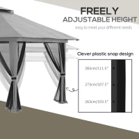 Outsunny Pop-Up Canopy, Height-Adjustable, 4 Mesh Walls, Ventilation Roof, Carrying Bag, Quick Setup, Dark Gray, 4 x 4 x 3 m(m-6)