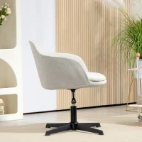 HOMCOM Beige Fabric Swivel Office Chair with Height Adjustable and Wheels, for Office or Bedroom(m-8)