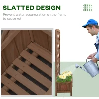 Outsunny Raised Garden Bed Planter Box with Trellis Wooden Trellis Planter Yellow 60 x 30 x 122.5 cm(m-6)