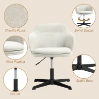 HOMCOM Beige Fabric Swivel Office Chair with Height Adjustable and Wheels, for Office or Bedroom(m-6)