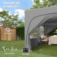 Outsunny Pop-Up Folding Gazebo 3 x 6m, UPF50+ Adjustable Height, with Carrying Bag and Sandbags, Light Gray(m-8)