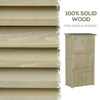 Outsunny 87 x 47 x 160cm Wooden Garden Storage Shed, Sheds & Outdoor Storage with Asphalt Roof & 2 Large Wood Doors with Lock, Sand Brown(m-7)