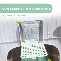 PawHut Lettiera per Gatti Chiusa con 2 Porte, Vassoio Estraibile, Paletta e Deodorante, Grigio(m-7)