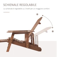 Outsunny Sedia a Sdraio Adirondack da Giardino Pieghevole Regolabile con Poggiapiedi 175x70x89cm(m-5)