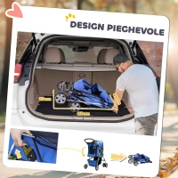 PawHut Passeggino per Cani Piccoli Pieghevole con Copertura Antipioggia, Ruote Girevoli e con Freni, Blu(m-7)