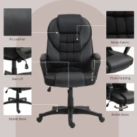 HOMCOM Office Chair, Desk Chair, with Rocking Function and 360° Swivel Seat, 65L x 69W x 110-120H cm, Black(m-5)