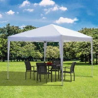 Outsunny 3 x 3M Garden Pop Up Gazebo Height Adjustable Marquee Party Tent Wedding Canopy with Carrying Bag, White(m-13)