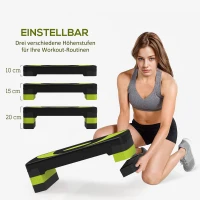 HOMCOM Aerobic Stepper, in hoogte verstelbaar, voor binnen en buiten, Draagvermogen tot 150 kg, 80 x 31 x 10-20 cm, Groen(m-4)