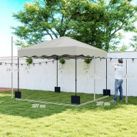 Outsunny 3 x 3 m Pop-up-Pavillon, Höhenverstellbares Gartenzelt, mit Rolltasche, für Garten, Terrasse, Metall, Stoff, Cremeweiß(m-3)